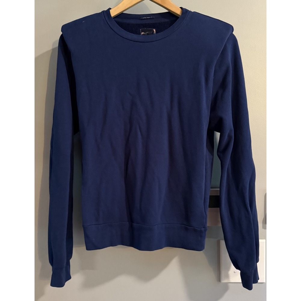 Mother Brand Top The Push & Shove Knit Sweatshirt Cotton Padded Shoulders‎ XS
